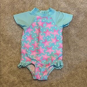 Floatimini Aqua and Pink Starfish Kids Swim One Piece